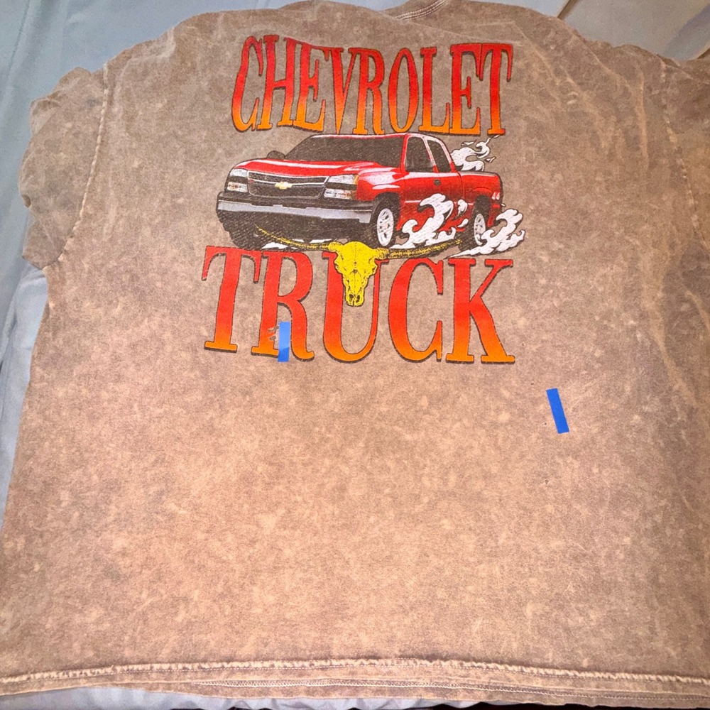 GM Chevrolet Truck‎ T-Shirt Mens XL Brown Good Acid Wash Graphic Double Sided